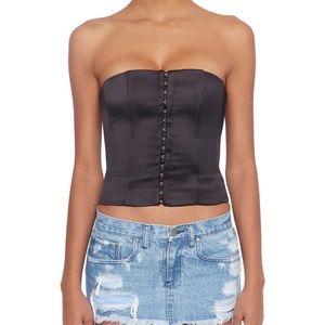 Danielle Guzio Satin Corset Top in Black!!